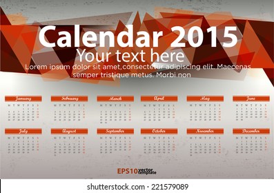 Abstract triangle banner calendar 2015 year. vector template