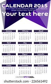Abstract triangle banner calendar 2015 year. stock vector template 