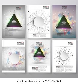 Abstract triangle banner with place for text. Molecule structure background. Brochure, flyer or report for business, templates vector