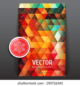 Abstract triangle banner with snow. Christmas theme. Vector illustration