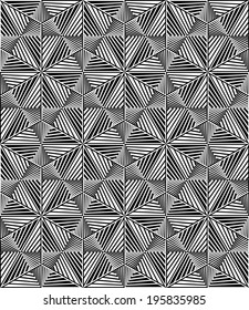 Abstract Triangle Bases Black and White Seamless Pattern, Vector Illustration.