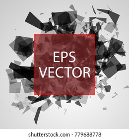 Abstract triangle black explosion on white background. Vector illustration.