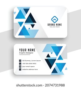 abstract triangle blue modern business card design