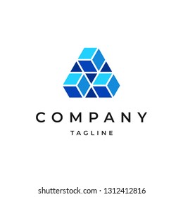 Abstract Triangle Box Logo Design Template
