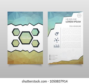 Abstract Triangle Brochure Flyer design in A4 size. Brochure template layout, cover design annual report, magazine, with geometric shapes, squares, triangles, for IT, business, building.