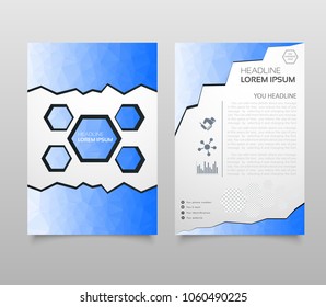 Abstract Triangle Brochure Flyer design in A4 size. Brochure template layout, cover design annual report, magazine, with geometric shapes, squares, triangles, for IT, business, building.
