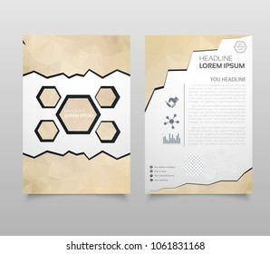 Abstract Triangle Brochure Flyer design in A4 size. Brochure template layout, cover design annual report, magazine, with geometric shapes, squares, triangles, for IT, business, building.