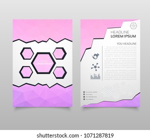 Abstract Triangle Brochure Flyer design in A4 size. Brochure template layout, cover design annual report, magazine, with geometric shapes, squares, triangles, for IT, business, building.