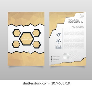 Abstract Triangle Brochure Flyer design in A4 size. Brochure template layout, cover design annual report, magazine, with geometric shapes, squares, triangles, for IT, business, building.