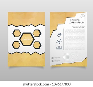 Abstract Triangle Brochure Flyer design in A4 size. Brochure template layout, cover design annual report, magazine, with geometric shapes, squares, triangles, for IT, business, building.