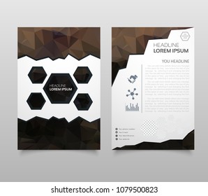 Abstract Triangle Brochure Flyer design in A4 size. Brochure template layout, cover design annual report, magazine, with geometric shapes, squares, triangles, for IT, business, building.