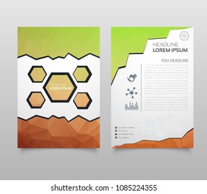Abstract Triangle Brochure Flyer design in A4 size. Brochure template layout, cover design annual report, magazine, with geometric shapes, squares, triangles, for IT, business, building.