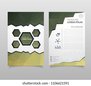 Abstract Triangle Brochure Flyer design in A4 size. Brochure template layout, cover design annual report, magazine, with geometric shapes, squares, triangles, for IT, business, building.