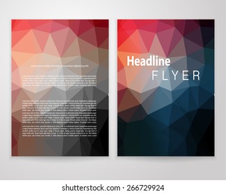 Abstract triangle brochure flyer design template in A4 size. Trendy business concept. Vector modern illustration.