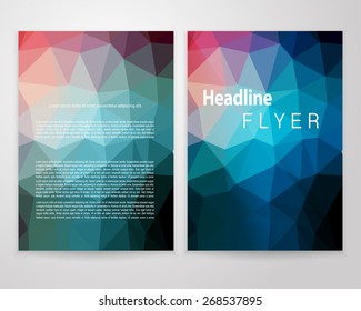 Abstract triangle brochure flyer design template in A4 size. Trendy business concept.