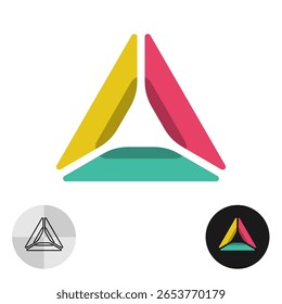 Abstract triangle chevron style logo. Tech construction symbol with color elements. Puzzle toy theme creative sign