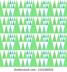 Abstract triangle Christmas tree seamless vector pattern in green shades