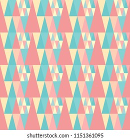 Abstract triangle Christmas tree seamless vector pattern in pastel shades