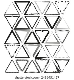 Abstract triangle collection. Geometric black outlines. Creative frame designs. Vector illustration.