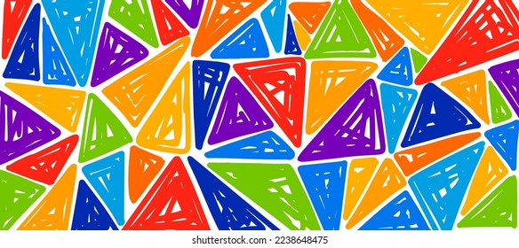 Abstract triangle colorful hand drawn  pattern banner background template.  