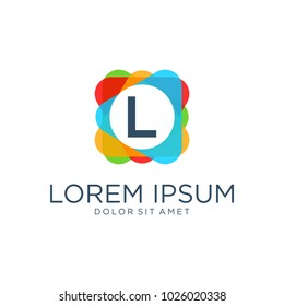 abstract triangle colorful logo design vector letters L