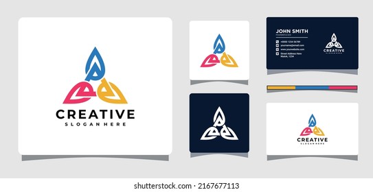 Abstract Triangle Colorful Logo Template With Business Card Design Inspiration