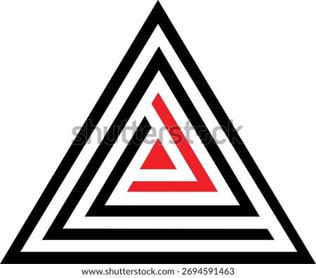 Abstract triangle with concentric black and red layers