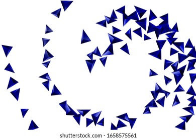 Abstract triangle confetti composition. 3D vector illustration. Futuristic geometric background. Blue three-dimensional geometric triangle in space.