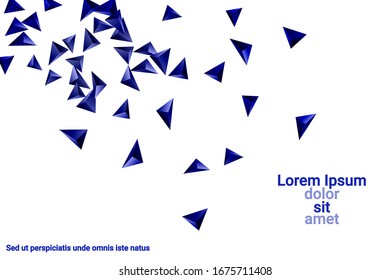 Abstract triangle confetti composition. 3D vector illustration. Futuristic geometric background. Blue three-dimensional geometric triangle in space.