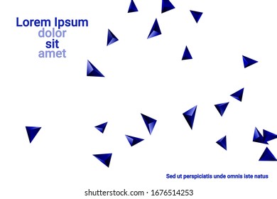 Abstract triangle confetti composition. 3D vector illustration. Futuristic geometric background. Blue three-dimensional geometric triangle in space.