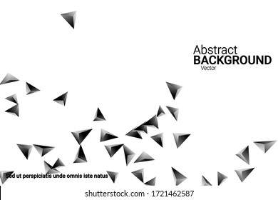 Abstract triangle confetti composition. 3D vector illustration. Futuristic geometric background. Silver three-dimensional geometric triangle in space.
