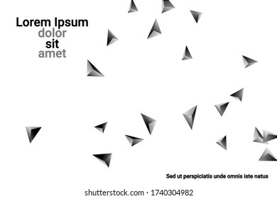 Composición de confeti de triángulo abstracto. Ilustración vectorial 3D. Fondo geométrico futurista. Triángulo geométrico plateado tridimensional en el espacio.