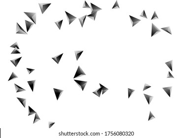 Abstract triangle confetti composition. 3D vector illustration. Futuristic geometric background. Silver three-dimensional geometric triangle in space.