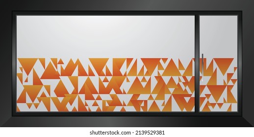Abstract triangle design for glass partition graphics. Frosted design for window.
