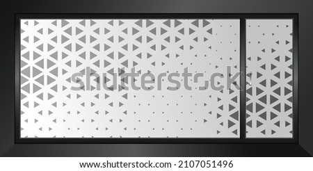 Abstract triangle design for glass partition graphics.