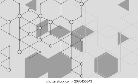 Abstract triangle and dot grayscale background. Digital vector design. Modern geometric backdrop. Futuristic technology. Communication black and white concept. Minimal layout for web and print. 