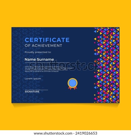 Abstract Triangle Element Geometric Certificate Template Design