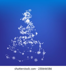 Abstract triangle fir-tree mesh for christmas holiday card. Vector illustration.