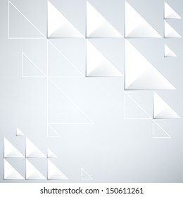 Abstract triangle futuristic bright vector background. Origami 3d grey banner