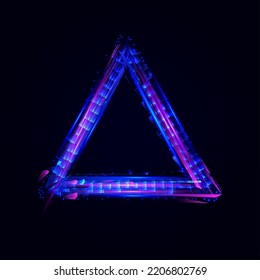 Abstract triangle futuristic glitch frame. Colorful light effect.