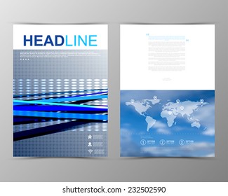 Abstract triangle geometric brochure template. Map.Flyer Layout. Flat Style. Infographic Elements.Minimalistic multifunctional media backdrop. Blurred. Icons.  Vector illustration. 