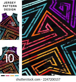 Abstract triangle geometric concept vector jersey pattern template for printing or sublimation sports uniforms football volleyball basketball e-sports cycling and fishing Free Vector.