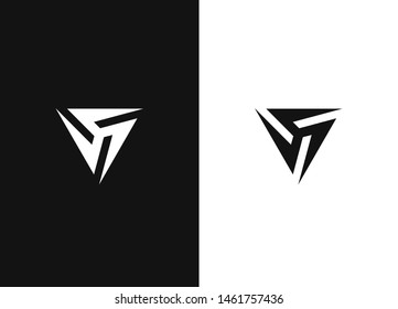 Abstract triangle geometric emblem template design. Triangle emblem logo image icon. Stylish vector emblem for Your design. Black white version element.