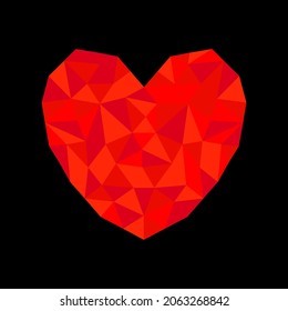 Abstract triangle geometric heart red is used for design or background. vector illustration