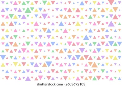 Abstract triangle geometric pattern in different random pastel colors and sizes, with white background