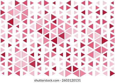 Abstract triangle geometric pattern in pink magenta color palette and different sizes, with white background