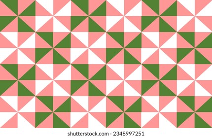 abstract triangle geometric pink and green background patch work seamless repeat style, replete image design for fabric printing
