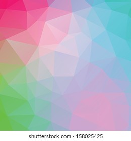 Abstract triangle geometric shapes background. Backdrop,wallpaper, banner, site design template. Vector illustration in pink,purple,green,blue color.