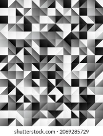 Abstract. Triangle geometric shapes pattern. Black white mosaic background. vector.