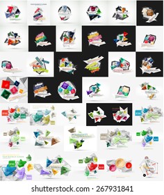 Abstract triangle geometric universal design templates set. Background, infographic or app concept designs. Vector illustration